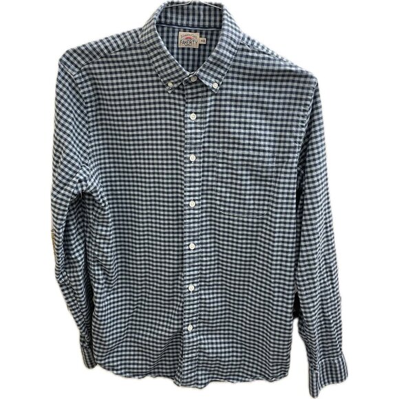 Faherty Blue and White Checkered Casual Button Down Shirt - Picture 1 of 12